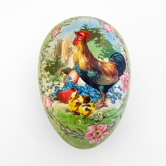 4-1/2" Vintage Style Rooster Papier Mache Easter Egg Container ~ Germany